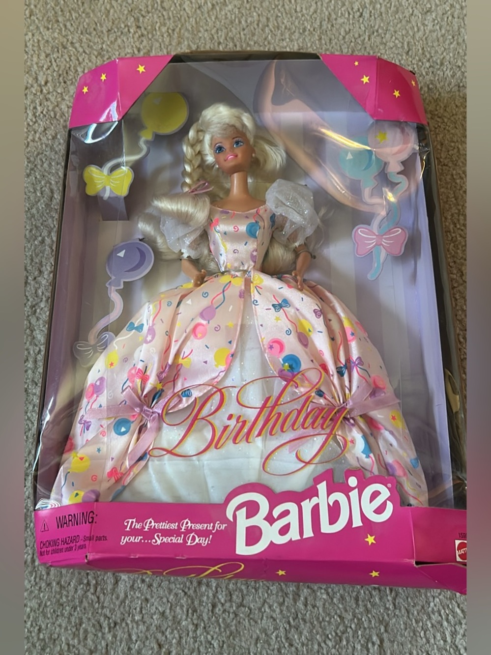 Barbie Birthday Doll Cake Topper - Pink, White, Yellow, Blue